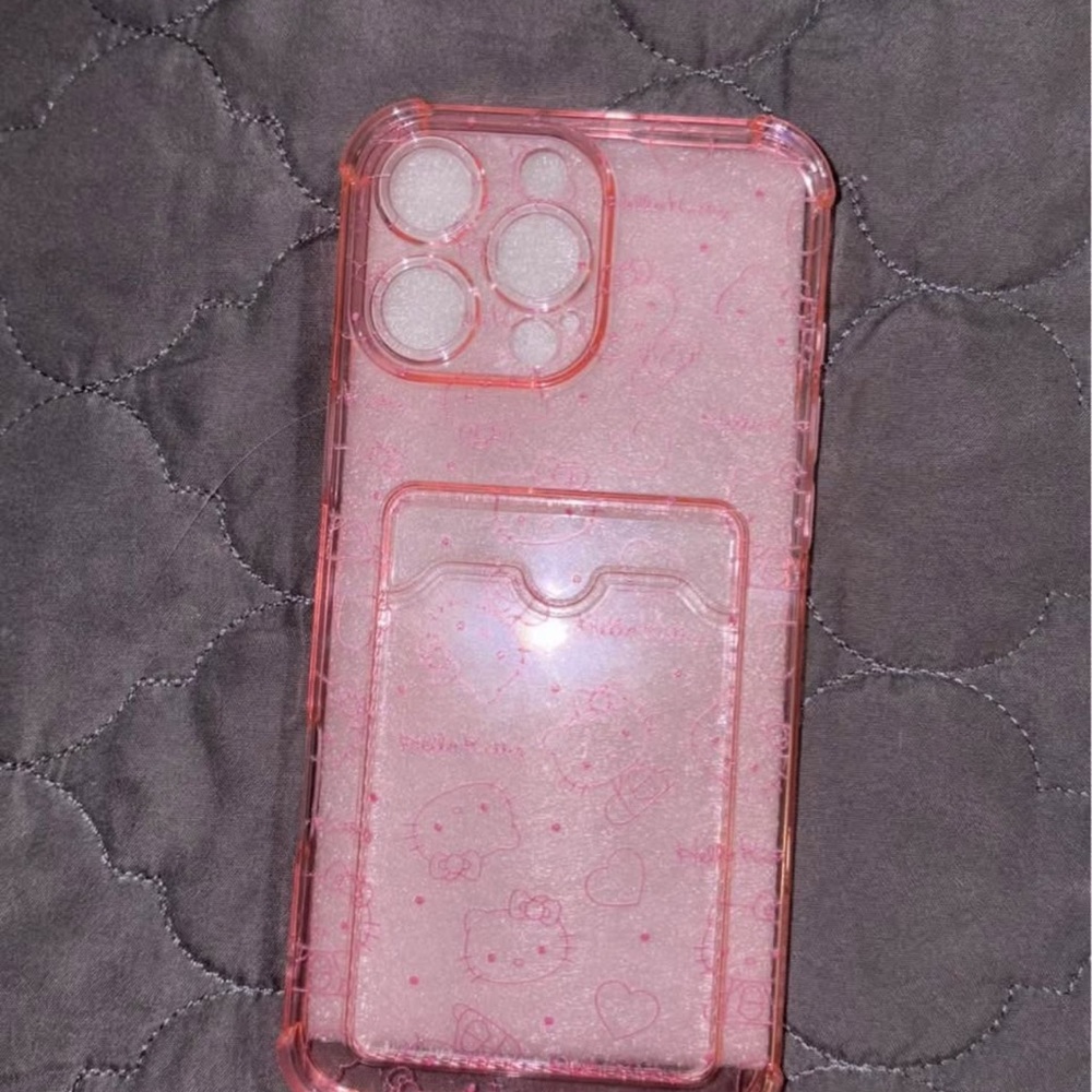 Pink Clear Glitter Card Slot Phone Case